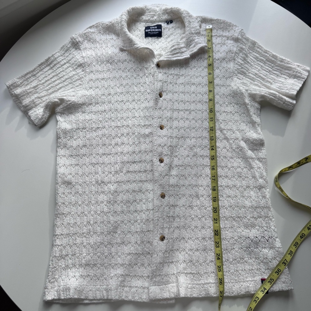 Superdry Men’s Superdry Knitted texture shirt in ecru crochet - Picture 5 of 9